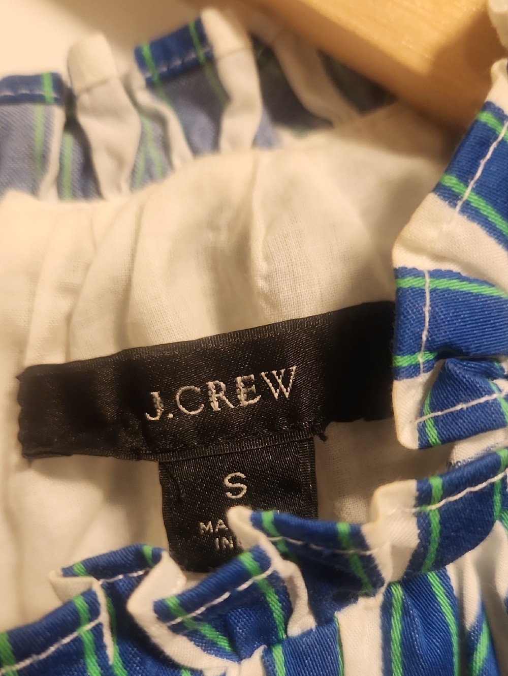 J. Crew Blue Green and White Striped Tiered Ruffle Dress - Picture 6 of 11